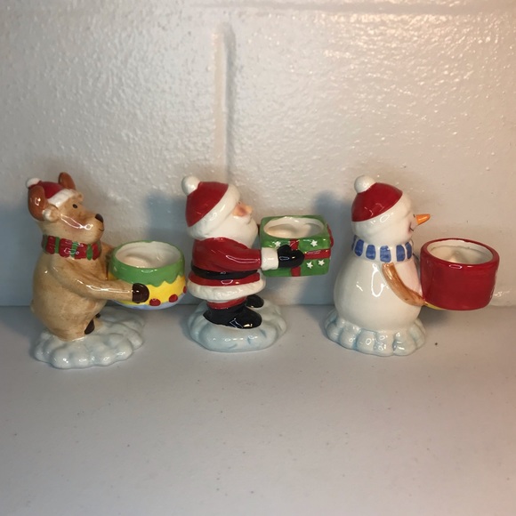 3 Christmas Tealight Holder Santa Snowman Reindeer - Picture 2 of 15